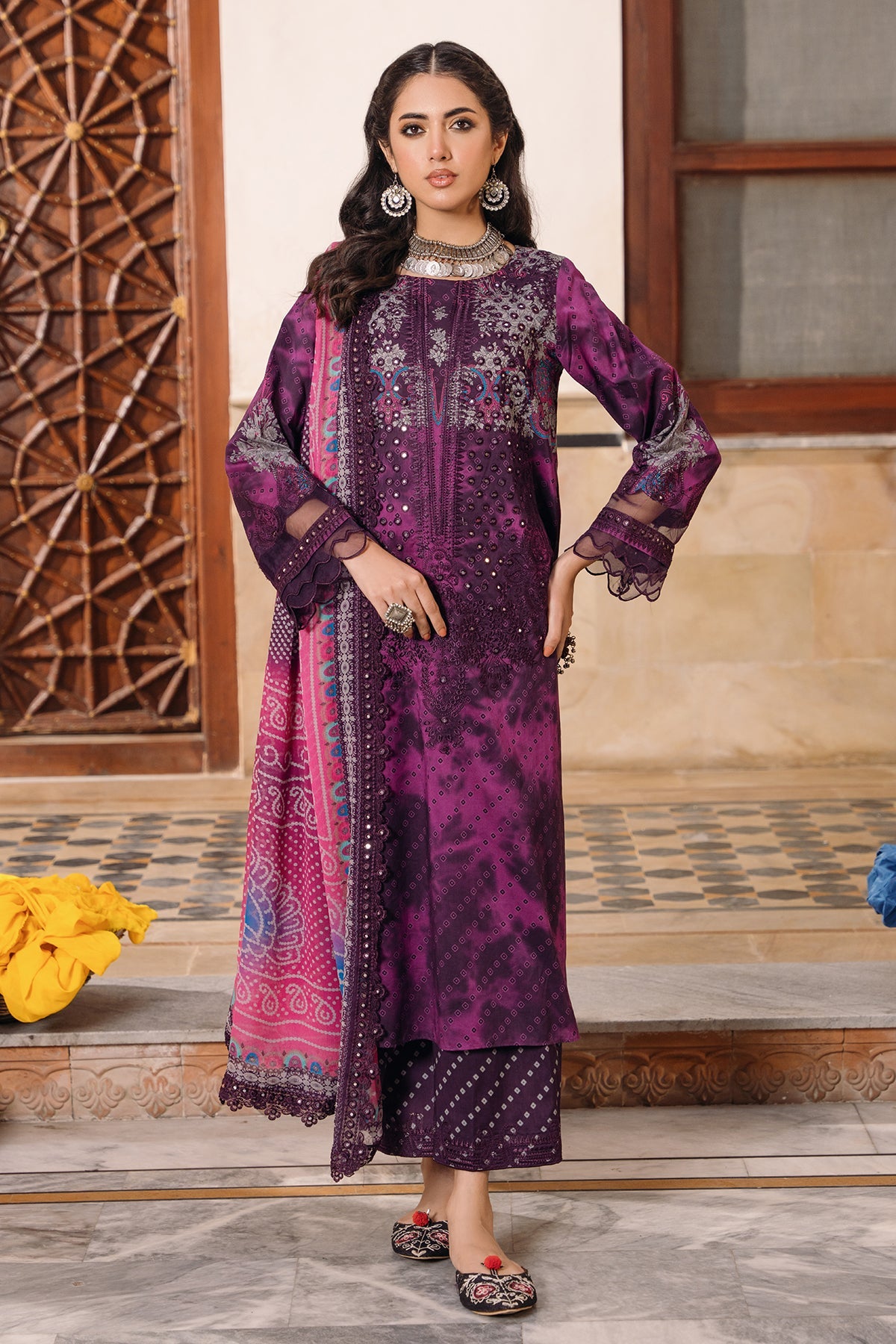 3-PC Unstitched Chunri Embroidered Lawn Collection CH4-08