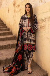 3-Pc Tie & Dye Cotton Shirt With Trouser and Printed Chiffon Dupatta FFP23-15 A