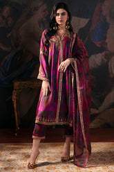 3-PC Embroidered Raw-Silk Shirt with Organza Dupatta and Trouser CMA-4-272