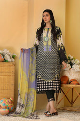 3-piece Unstitched Lawn with Print Chiffon Dupatta CP-34