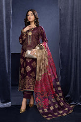 3-Pc RTW Broshia Jecquard Shirt With Zaari Dupatta and Qlot Trouser CPG22-85