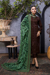 3-Pc Charizma Unstitched Embroidered Leather Suit with Velvet Shawl VLS22-03