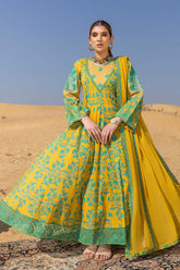 3-Pc Digital Printed Panel Gown With Straight Trouser and Bamber Chiffon Dupatta FFP23-26