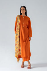 3-Pc Plain Lawn Shirt with Qlot Trouser & Chiffon Dupatta SCPG-3-123-A