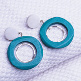 SILVER & GREEN DISC EARRINGS ER-102