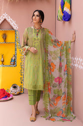 3-Pc Unstitched Embroidered Lawn With Chiffon Dupatta CHN22-03