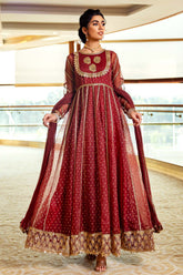 3-PC Printed Embroidered Organza Shirt with Dupatta and Trouser CMA22-06-S