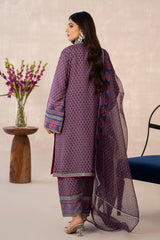 3-PC Embroidered Lawn Silk Shirt with Organza Dupatta and Trouser CNP-3-251
