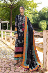 3-Pc Charizma Unstitched Embroidered Peach Leather Suit with Velvet Shawl CLP22-07