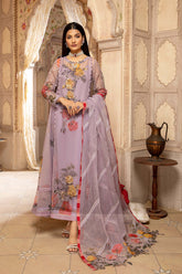 3-Pc Organza Shirt With Raw Silk Trouser and Organza Dupatta CMA22-08-S