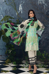 3-piece Unstitched Embroidered Lawn with Chiffon Dupatta CC-06