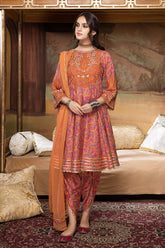 3-Pc Shiffli Lawn Shirt With Tulip Trouser and Net Dupatta EDP23-03