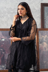 2-PC Embroidered Poly Organza Shirt with Trouser CMA-3-256 (BLACK)