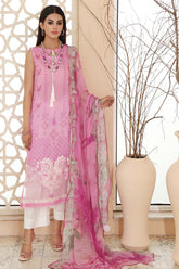 3 Pc Unstitched Embroidered Lawn With Chiffon Dupatta CEL-20