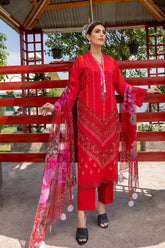 3 Pc Unstitched Embroidered Lawn With Chiffon Dupatta CSL-06