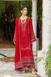 3-Pc Charizma Unstitched Embroidered Peach Leather Suit with Velvet Shawl CLP22-08