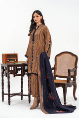 3-PC Staple Printed Shirt with Printed Shawl and Trouser CPM-3-265