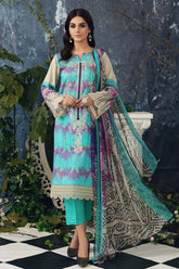 3-piece Unstitched Embroidered Lawn with Chiffon Dupatta CC-08