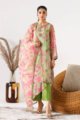 3-PC Embroidered Organza Shirt with Organza Dupatta with Trouser CMA-3-83