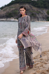 3-PC Unstitched Embroibered Lawn Shirt with Printed Chiffon Dupatta CCS4-04