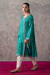 2-PC Raw-Silk Printed Shirt with Trouser CNP-3-242 (SEA-GREEN)