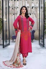 3-PC Unstitched Printed Lawn Shirt with Chiffon Dupatta and Trouser CPS4-01