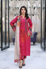 3-PC Unstitched Printed Lawn Shirt with Chiffon Dupatta and Trouser CPS4-01