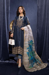 3-Pc RTW Broshia Jecquard Shirt With Zaari Dupatta and Qlot Trouser CPG22-90