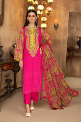3 PC Unstitch Embroidered Lawn Shirt with Chiffon Dupatta AN22-10