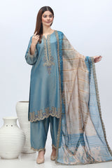 3-PC Embroidered Staple Jacqaurd Shirt with Organza Dupatta and Trouser CNP-3-249