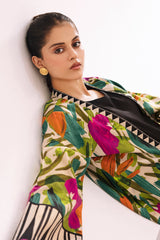 2-Pc Raw-Silk Printed  Jacket with Trouser CPM-3-229