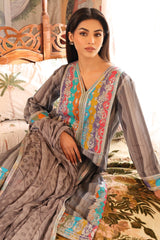 3-PC Unstitched Embroidered Lawn Shirt with Chiffon Dupatta and Trouser CS4-06