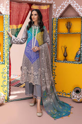 3-Pc Unstitched Embroidered Lawn With Chiffon Dupatta CHN22-06
