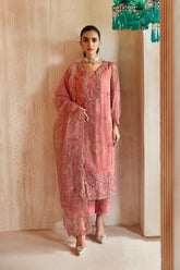 3-Pc Printed Organza Shirt with Organza Dupatta and Raw-Silk Trouser EDP-3-045