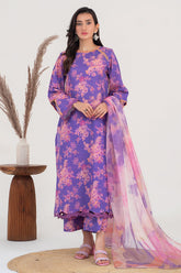 3-PC Unstitched Printed Lawn Shirt with Organza Dupatta and Trouser CPS3-04