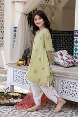3 PC A-Line Embroudered Shirt With Tie-E-Dye Dupatta and Cotton Tulip Shalwar CKP22-13