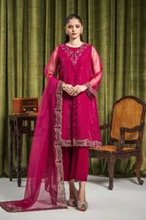 3-PC Embroidered Organza Shirt with Organza Dupatta and Trouser CMA-3-234