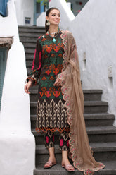3-PC Unstitched Printed Lawn Shirt with Embroidered Dupatta and Trouser PM4-02