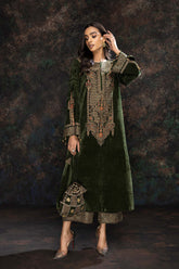 3-Pc Velvet Long Shirt With Qlot Trouser and Velvet Pouch VVT22-06