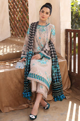 3-PC Unstitched Embroibered Lawn Shirt with Printed Chiffon Dupatta CCS4-12