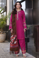 3-PC Unstitched Embroidered Khaddar Collection with Dyed Wool Shawl CNW4-01