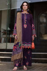 3-PC Unstitched Embroidered Khaddar Collection with Dyed Wool Shawl CNW4-02