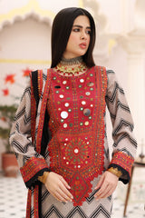 3-PC Embroidered Cotton Shirt with Chiffon Dupatta and Trouser CNP-4-09