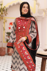 3-PC Embroidered Cotton Shirt with Chiffon Dupatta and Trouser CNP-4-09