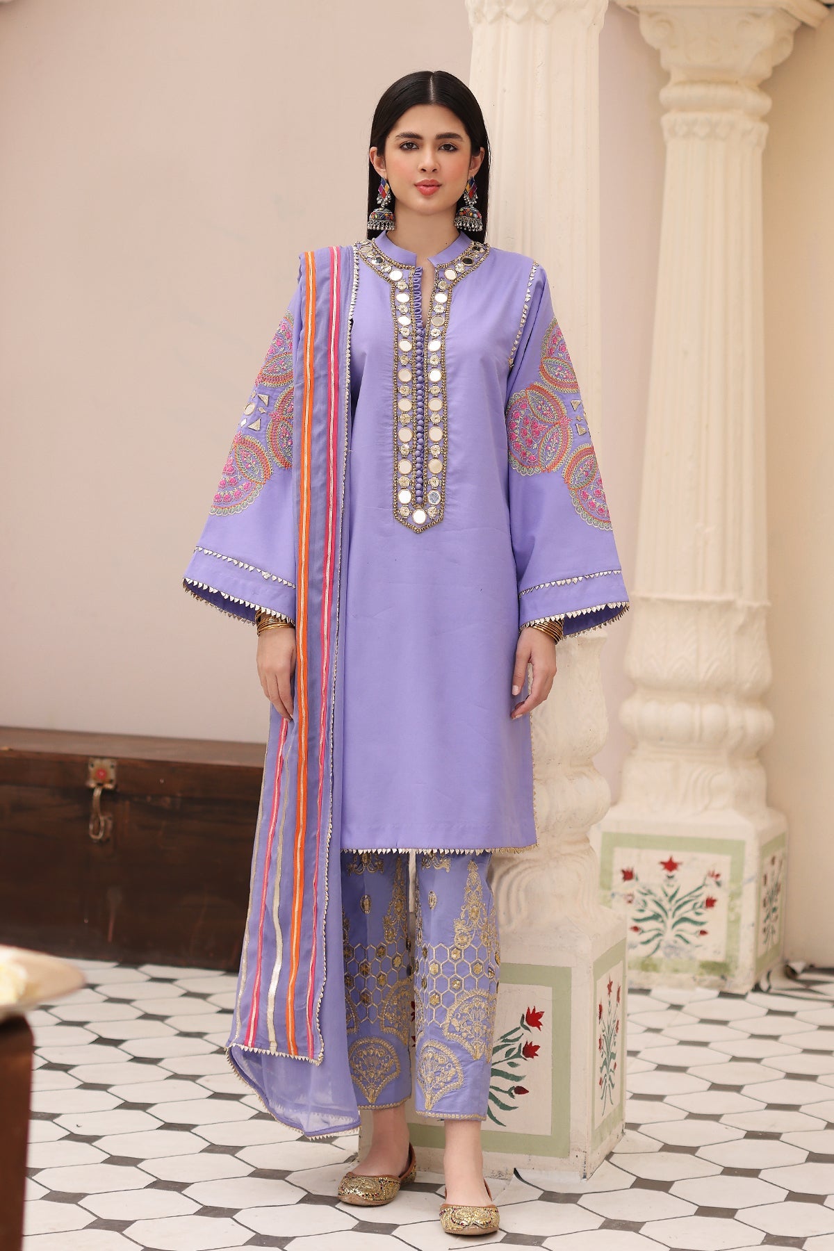 3-PC Embroidered Lawn Shirt with Chiffon Dupatta and Trouser CNP-4-08
