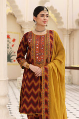 3-PC Embroidered Cotton Shirt with Chiffon Dupatta and Trouser CNP-4-011
