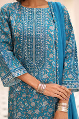 3-PC Embroidered Cotton Shirt with Chiffon Dupatta and Trouser CNP-4-05