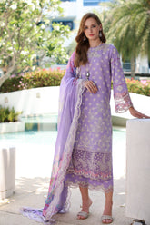 3-PC UNSTITCHED EMBROIDERED LAWN SHIRT WITH EMBROIDERED CHIFFON DUPATTA CN4-13
