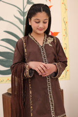 3-PC Embroidered Cotton Shirt with Organza Dupatta and KIDS-4-01