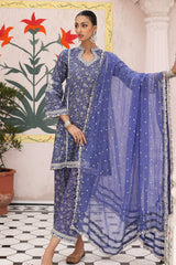 3-PC Embroidered Cotton Shirt with Chiffon Dupatta and Trouser CNP-4-04